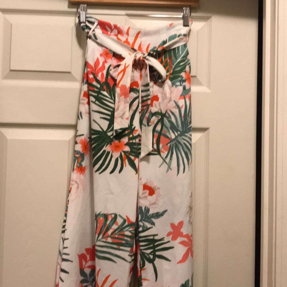 Wide leg floral pants